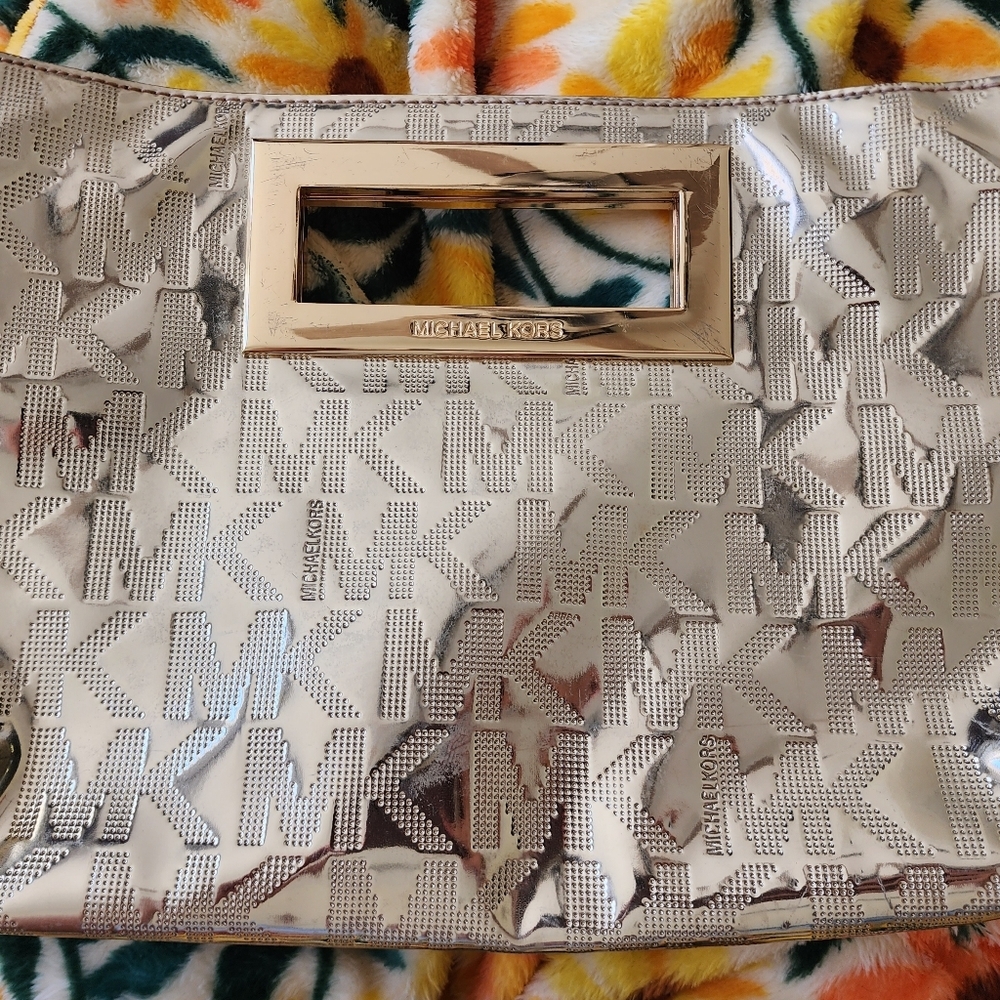 Michael Kors Berkley Clutch, gold metallic monogram, clutch